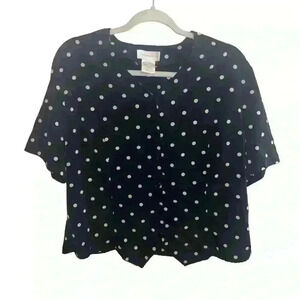 Christine & Jill 1980s Vintage Blouse Size 16 Polka Dot Button Down Top